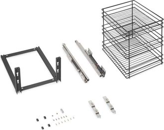 Emuca Emuca - Carro Extra&iacute;ble Titane De Fijaci&oacute;n Inferior Con Cierre Suave, M&oacute;dulo 400mm, Acero, Gris Antracita