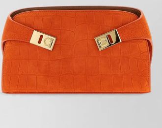 Ferragamo hug mini crossbody clutch crocodile texture