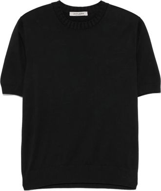 La Fileria Fijngebreid T-shirt - Grijs