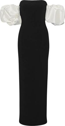 Rotate Abito lungo con maniche a palloncino - Nero