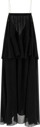 Chlo&eacute; Maxi jurk met ruches en halternek - Dames - Maxi kleedjes - Zwart - XS - Kleedjes