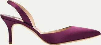 Manolo Blahnik 70mm Carolyne Satin Slingback Pumps