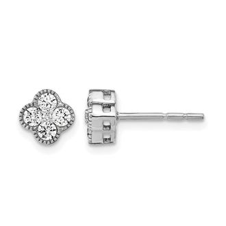 Diamond2Deal 14k Gold 1/2 ct Lab Grown Diamond Bloom Floral Stud Earrings VS Clarity, D-E Color