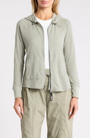 DKNY Slub Waffle Knit Zip Hoodie in Bay Leaf at Nordstrom Rack, Size X-Small