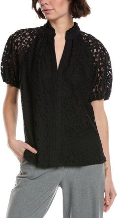 CeCe by Cynthia Steffe Cece Ruffle Neck Raglan Seam Split Neck Blouse