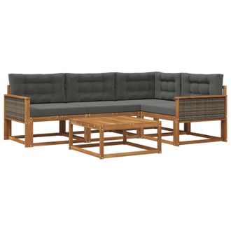 vidaXL Conjunto De Sof&aacute;s De Exterior 5 Pcs Natural Y Antracita Vidaxl