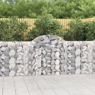 Berkfield Home Arched Gabion Baskets 4 pcs 200x30x100/120 cm Galvanised Iron in Silver