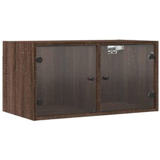 vidaXL Mueble Pared Puertas Vidrio 2 Uds Roble Marr&oacute;n 68,5x37x35 Cm Vidaxl