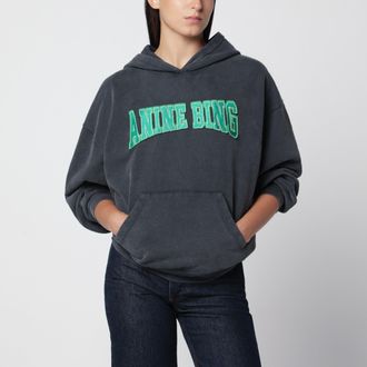 Anine Bing Black Harvey hooded sweatshirt in cotton