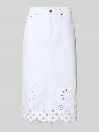 Lauren Ralph Lauren Jeansrock mit Lochstickerei Modell DANIELA in Offwhite, Gr&ouml;&szlig;e 40