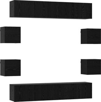 vidaXL Conjunto De Mueble De Tv 8 Uds. Roble Negro Vidaxl