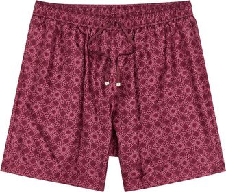 Amiri MA Quad Logo-monogrammed Silk Shorts - Dark Red - L