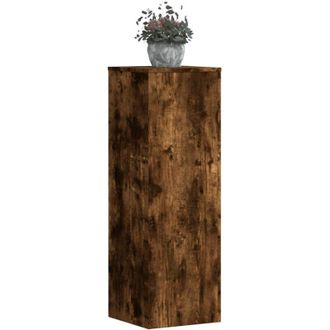 vidaXL Vidaxl - Soportes Para Plantas 2 Uds Madera Roble Ahumado 33x33x100 Cm