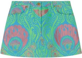 Versace Multicoloured Logo Mini Skirt Size S