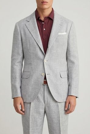 Brunello Cucinelli Grey Linen Wool Deconstructed Blazer, Brand Size 48 (US Size 38)