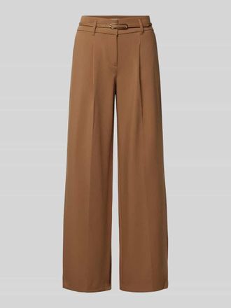 Christian Berg Wide Leg Stoffhose mit Bundfalten in Camel, Größe 42