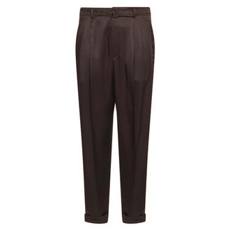 Saint Laurent Slim-fit Trousers in Silk - male - Saint Laurent - Slim-fit Trousers - Brown - M - Trousers