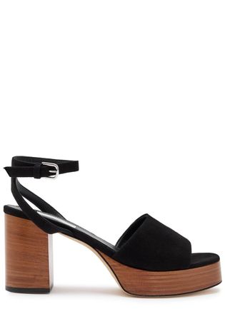 Toteme 90 Suede Platform Sandals - Black Other - 39 (IT39/ UK6)