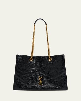 Saint Laurent Niki YSL Chevron Quilted Shopping Tote Bag