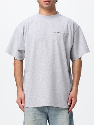 Balenciaga T-shirt in cotone nero con logo a contrasto e spalle scese