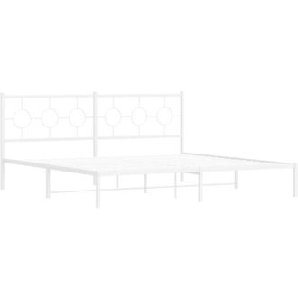 vidaXL Estructura Cama Sin Colch&oacute;n Con Cabecero Metal Blanco 200x200cm Vidaxl