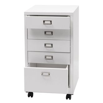 Hhg Hhg - Nunca Usado] Cajonera M&oacute;vil 456, Cajonera Archivador De Acero, Metal 75x40x41cm 5 Cajones, Blanco