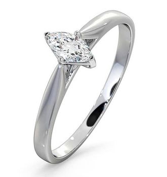 The Diamond Store Engagement Ring Certified Marquise Diamond 0.25CT H/SI 18K White Gold