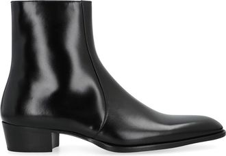 Saint Laurent Glad Leren Romeinse Laarzen - Heren - Cowboylaarzen - Zwart - 42 EU - Leer - Schoenen