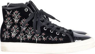 Mother Of Pearl Moeder van Parel Geborduurde Hoge Sneakers van Zwart Patentleer en Suède