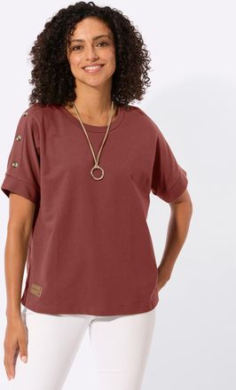 Casual Looks Sweatshirt CASUAL LOOKS, Damen, Gr. 36, rotbraun, 50% Baumwolle, 50% Polyester, unifarben, Rundhals, Sweatshirts Sweatshirt