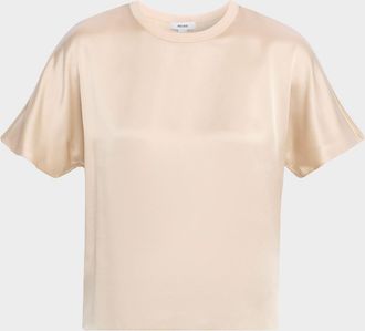 Reiss Lena Short-Sleeve Silk Top