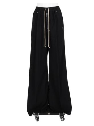 Rick Owens Black Elastic Waistband Flap Pocket Wide-Leg Pants