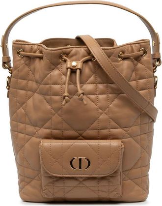 Dior Pre-owned Dior Small Lambskin Macrocannage Caro Bucket Bag Ladies ZJHYG5U5FADET68Q
