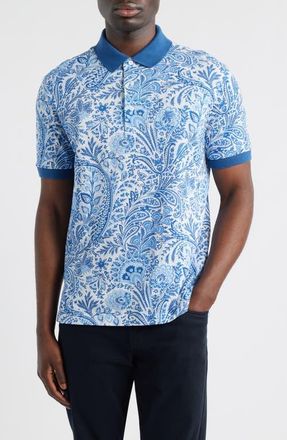 Etro Roma Cotton Piqu&eacute; Polo in Stampa F.do Bianco at Nordstrom, Size Xx-Large