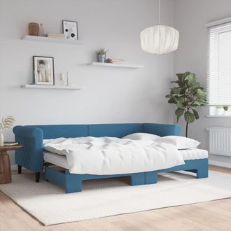 vidaXL Sof&aacute; Cama Nido Con Colch&oacute;n Terciopelo Azul 80x200 Cm Vidaxl