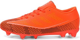 Generic Mens Anti-Slip Low-top Soccer Shoes - Breathable Lace-up Football Sneakers - Indoor Outdoor Training Soccer Shoes (Orange,5.5)