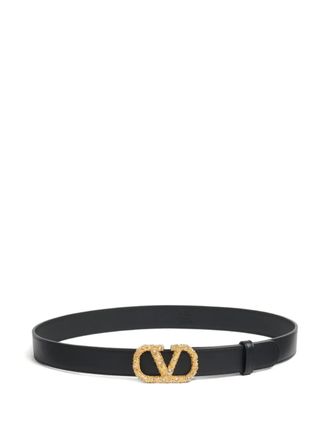Valentino Garavani 30mm VLogo Signature leather belt - Black