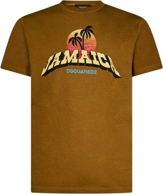 Dsquared2 Mens Crewneck Graphic T-Shirt In Military Green