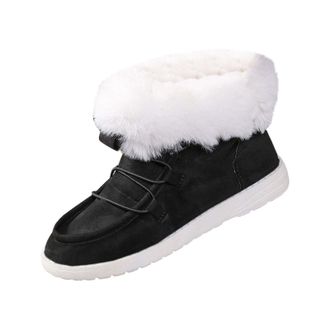 Generic Fur Lined Boots for Women Sneakers Breathable Flat Casual Shoes Winter Padded Warm Womens Boots Ankle Boots for Women Size 4 (Black, 4.5)