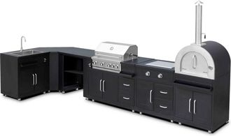 Oviala Cocina en ángulo con 6 elementos, incluyendo 3 módulos de cocción