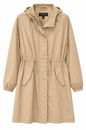 Shelli Segal Womens Hooded Long Sleeve Rain Trench Coat, Black