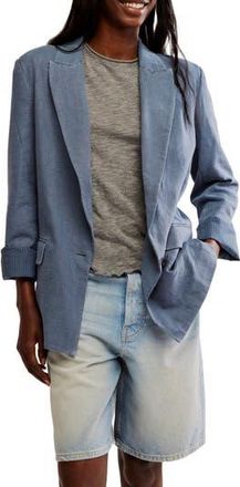 Free People Prep School Linen Blend Blazer in Vintage Indigo at Nordstrom Rack, Size X-Large