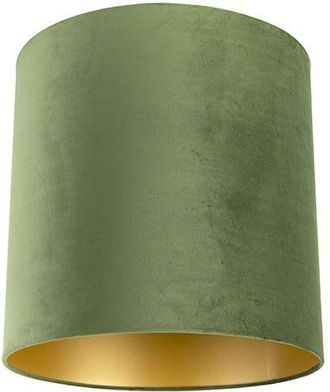QAZQA Algod&oacute;n Pantalla De L&aacute;mpara De Terciopelo Verde 40/40/40 Con Interior Dorado, Cil&iacute;ndra - Qazqa
