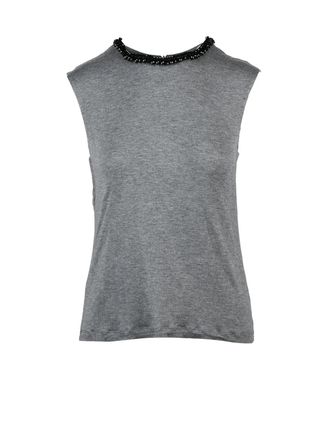 Douuod Grey Viscose-Blend Stretch Tank Top