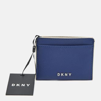 DKNY Dkny Blue Leather Logo Card Holder