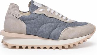 Eleventy Blue Beige Suede Leather Sneakers