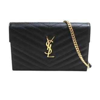 Saint Laurent Pre-owned Cross Body Bags, female, Black, Size: ONE SIZE Pre-owned Cassandra Leather Chain Wallet