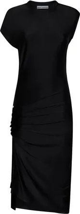 Paco Rabanne Gedrapeerde Midi Jurk - Dames - Casual kleedjes - Zwart - S - Kleedjes