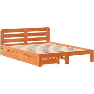 vidaXL Bed Frame without Mattress Wax Brown 150x200 cm King Size Solid Wood Pine vidaXL