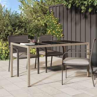 vidaXL Vidaxl - Tavolo Giardino 150x90x75cm Vetro Temperato Polyrattan Beige